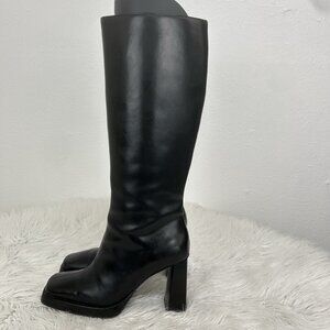 Jeffrey Campbell Taysha Tall Boots Maximal Knee High Square Toe Black Size 7.5